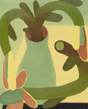 Secuencia (II) sobre el jarrón con flores en la mesa de la cocina: